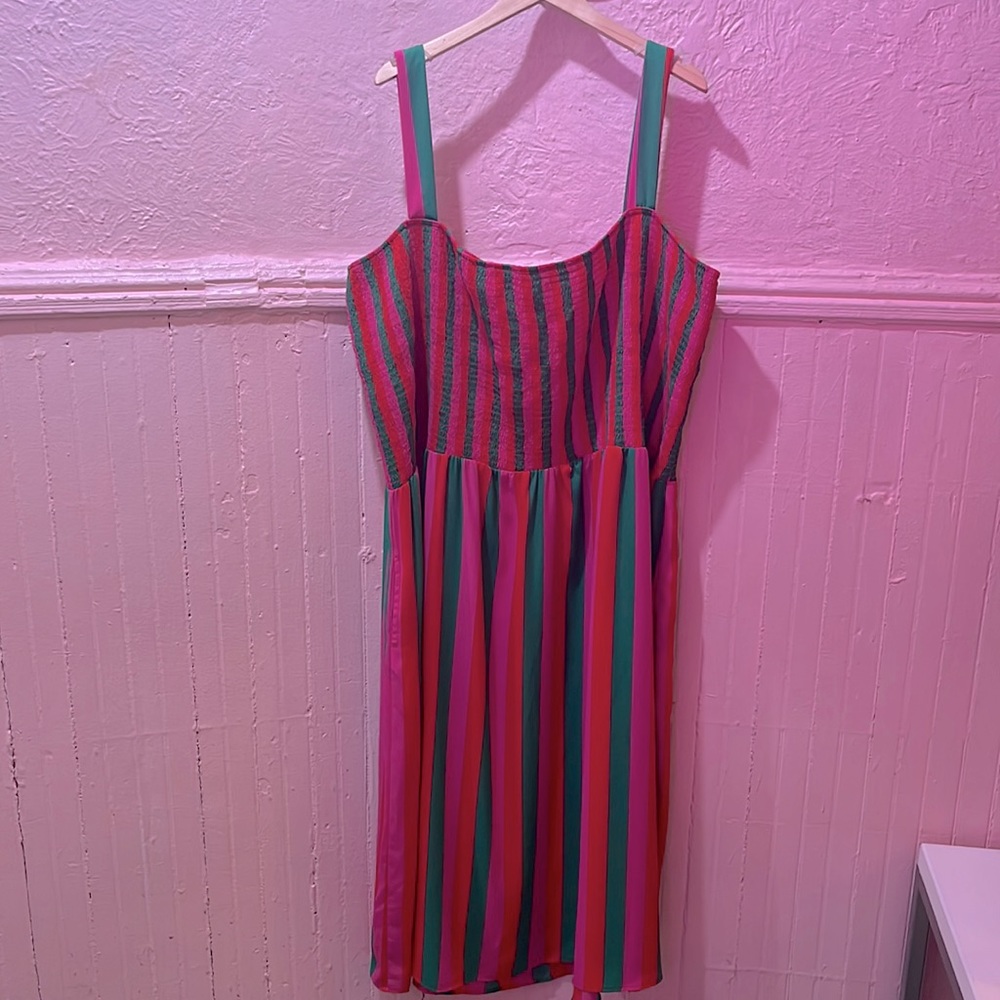 SOLD ALTAR Houseline PDX Leah Dress Pink Green Watermelon Stripe Dress 6X